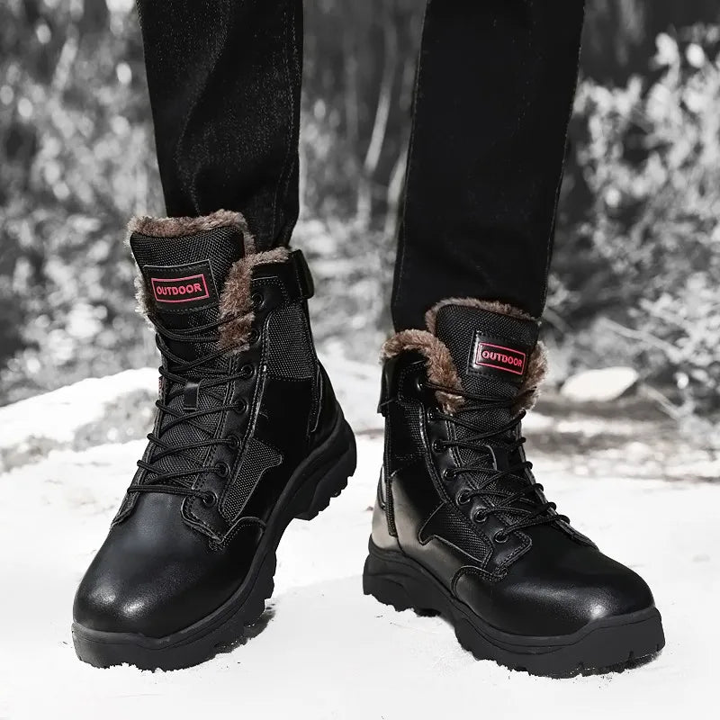 Botas de nieve para hombre forradas de piel, cálidas y antideslizantes