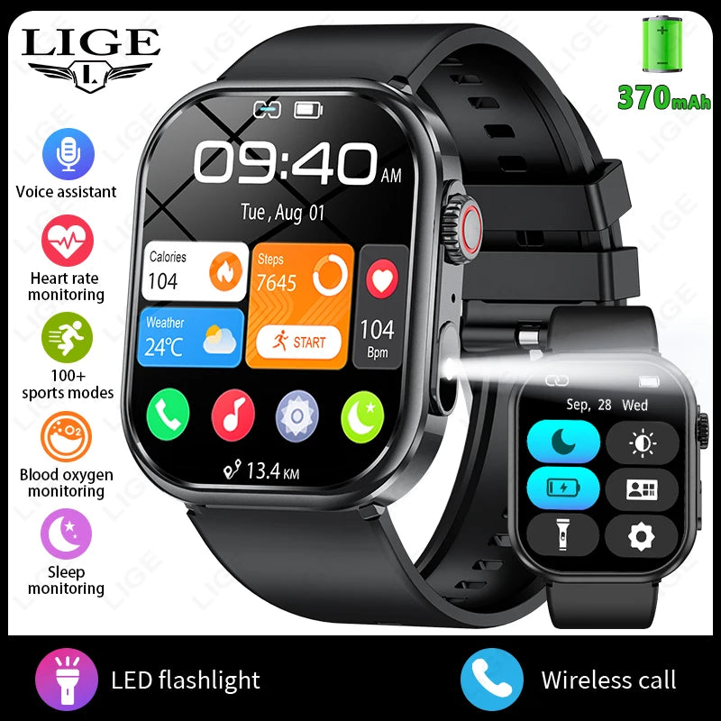 Smartwatch LIGE para mujer y hombre, pantalla 2,01", IP68, llamadas Bluetooth