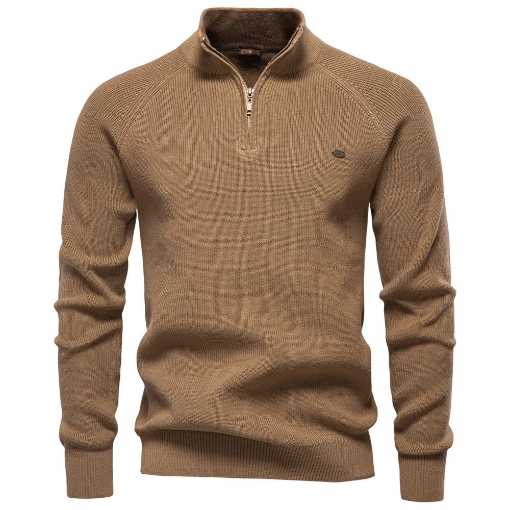 Cárdigans de algodón con cremallera para hombre, suéteres sociales informales a la moda, suéter de punto cálido de cuello alto para invierno, novedad de 2023