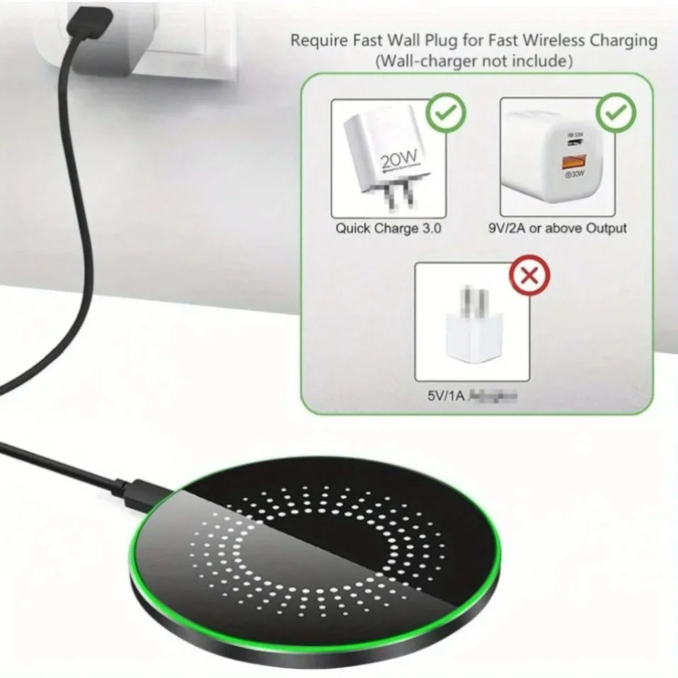 Cargador Inalámbrico de Escritorio con Luz LED para iPhone 17 16 15 14 13 12 Pro Max, Airpods Pro, Estación de Carga Rápida para Samsung Xiaomi