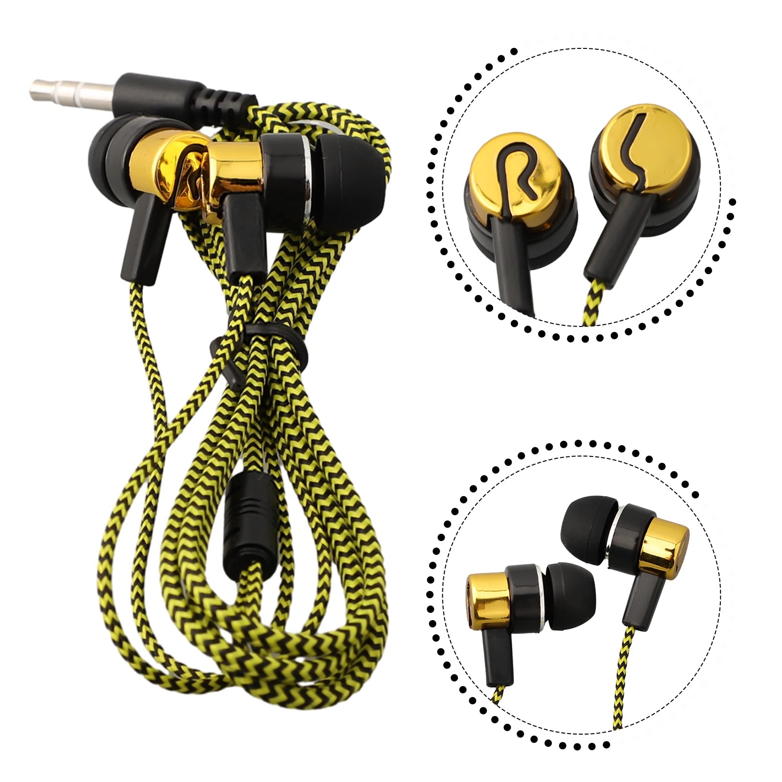 Experimente graves potentes con auriculares internos con cable, auriculares estéreo de 3,5 mm para dispositivos móviles, diseño con aislamiento de ruido