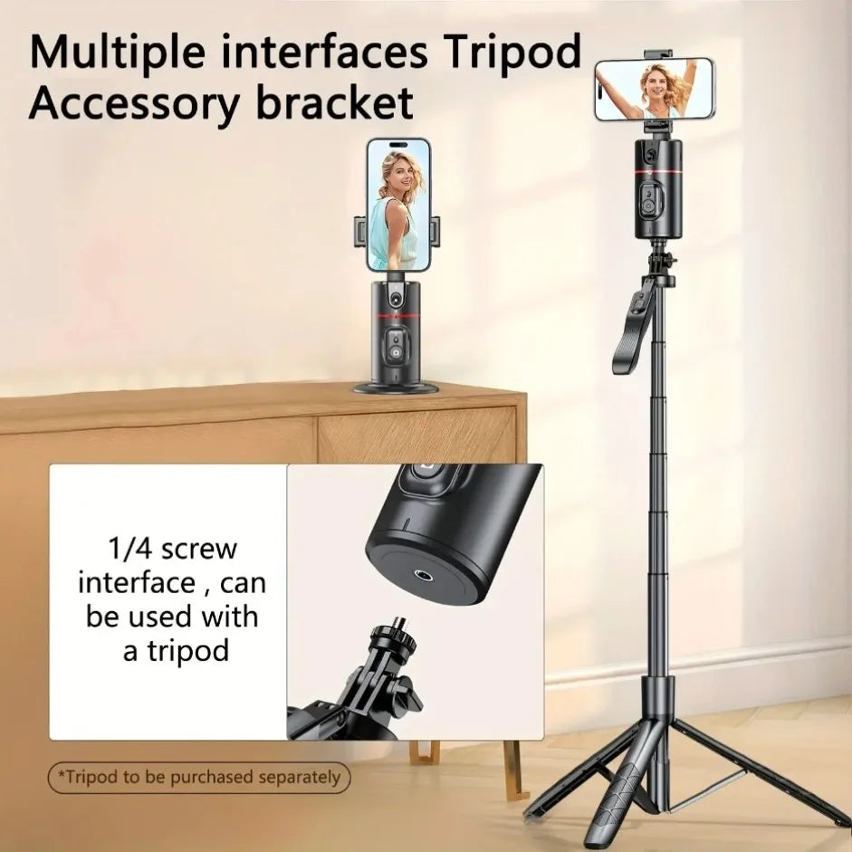 Soporte para Teléfono de Escritorio P02 con Seguimiento Facial 360 °   Gimbal Giratorio Automático para iPhone 16 15 Samsung S23 Xiaomi, Palo Selfie de Mano