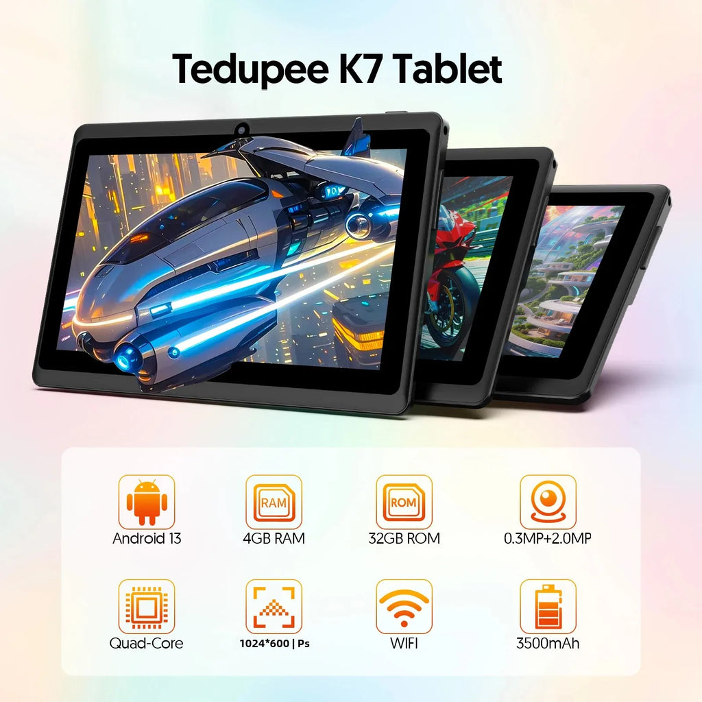 Tablet Android 13 de 7 pulgadas, 4GB RAM, 32GB, pantalla IPS HD