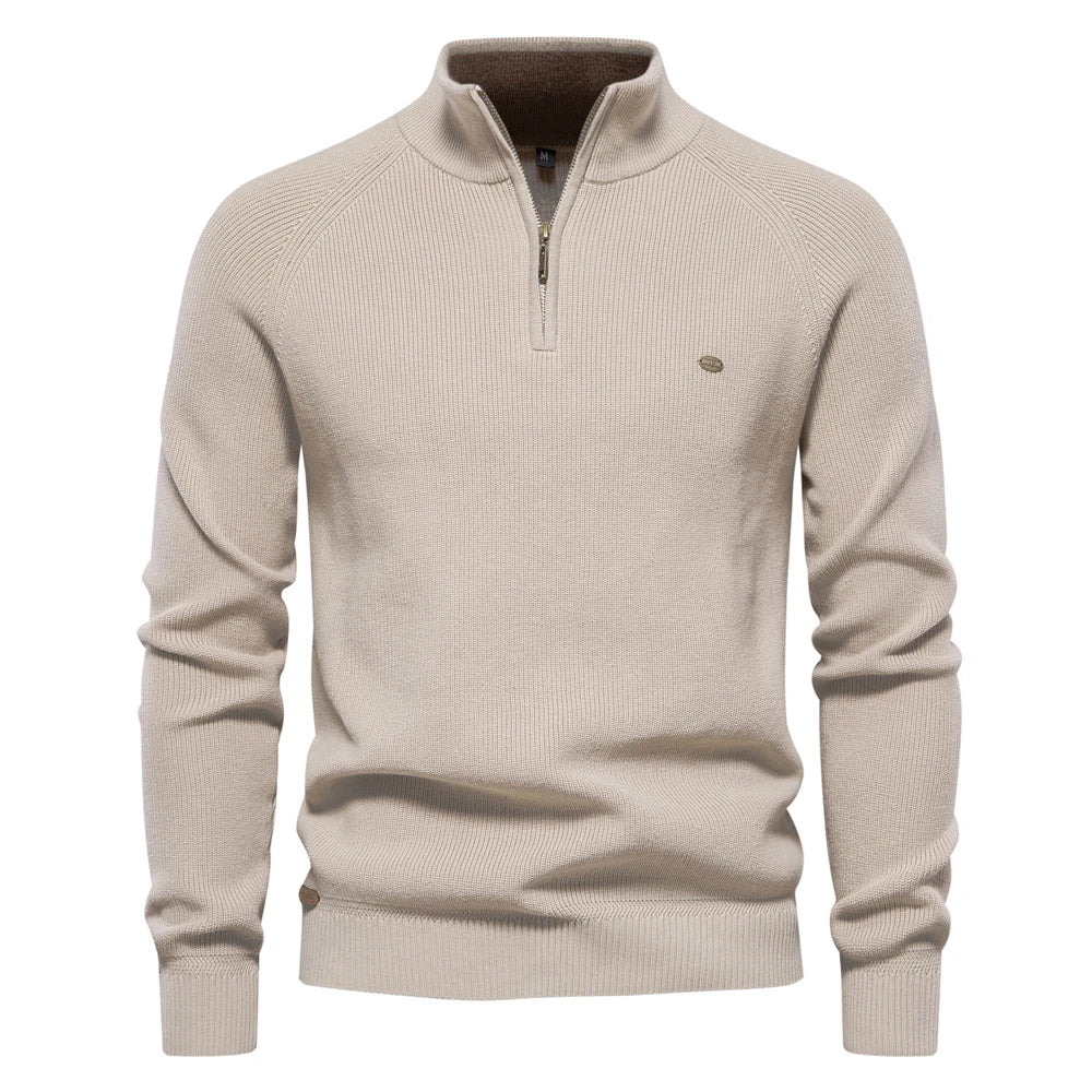 Cárdigans de algodón con cremallera para hombre, suéteres sociales informales a la moda, suéter de punto cálido de cuello alto para invierno, novedad de 2023