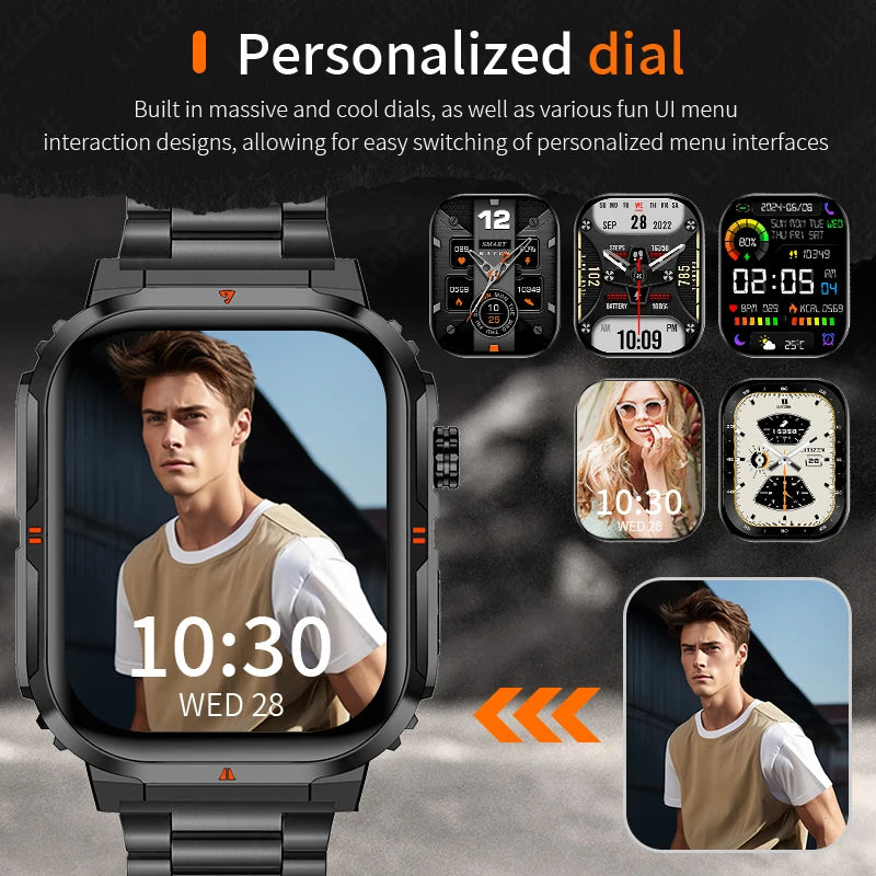 LIGE Reloj Inteligente Militar IP68 Linterna