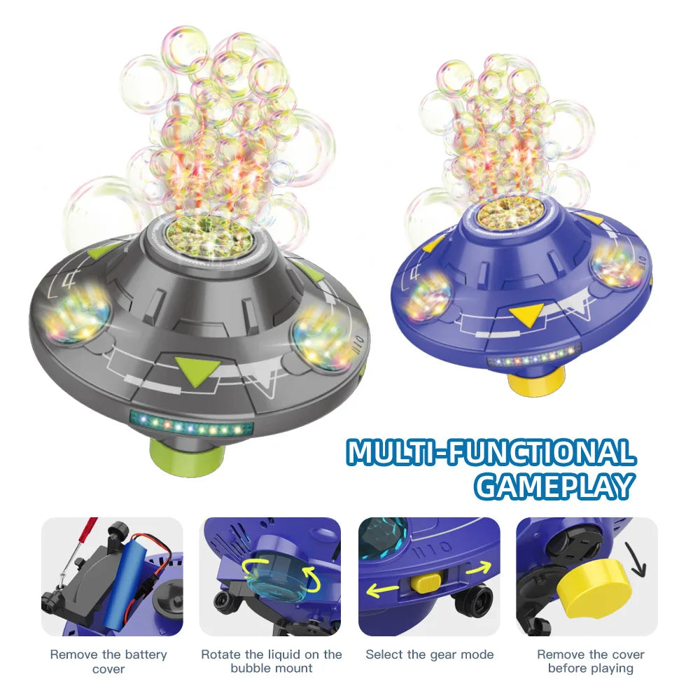 Máquina de Burbujas UFO Giratoria Eléctrica con Luces LED
