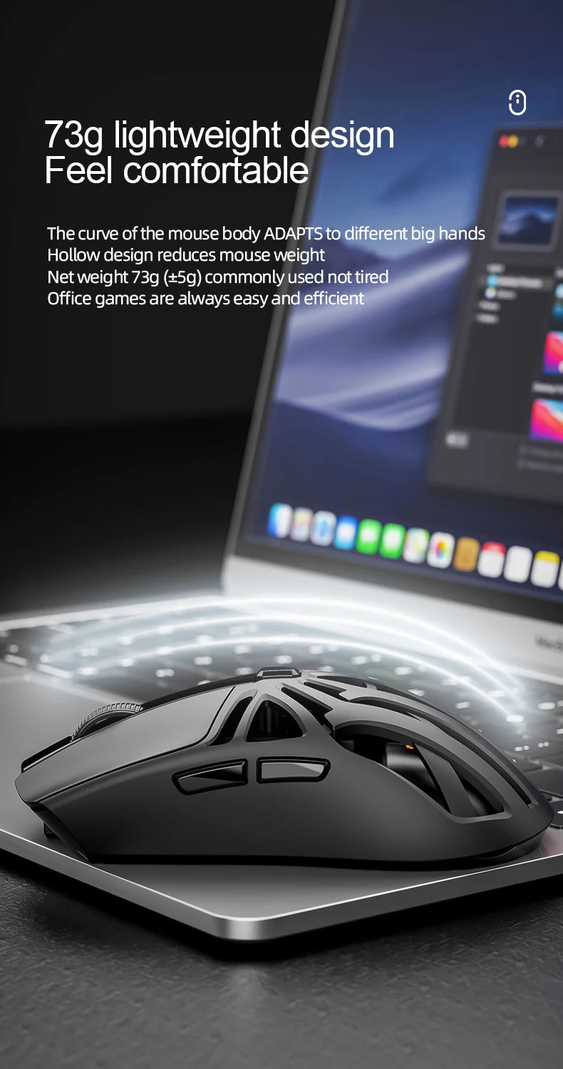 Ratón Bluetooth SMAILWOLF RS8 1000Hz, 10000dpi, conexión de tres modos, ratón macro ligero para juegos, ordenador portátil