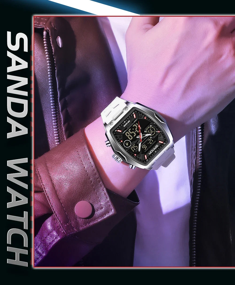 Reloj Deportivo Digital SANDA 6235 para Hombre con LED y Pantalla Dual