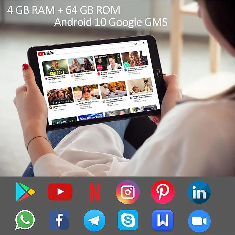 Tablet PC Android 10 G2 de 10.1 pulgadas, 4GB+64GB de almacenamiento, cámaras duales, batería de 6000mAh, CPU Octa-Core MTK6753, 1280 x 800 píxeles