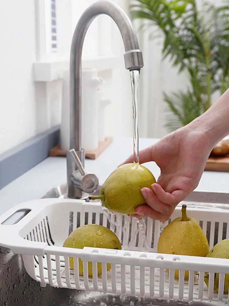 Colador sobre el fregadero, cesta coladora, lavar verduras y frutas, drenaje, accesorios de cocina extensibles, utensilios de cocina