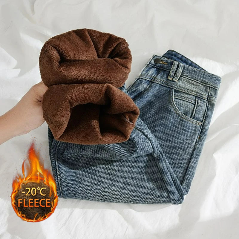 Pantalones Vaqueros de Lana de Pierna Ancha para Mujer