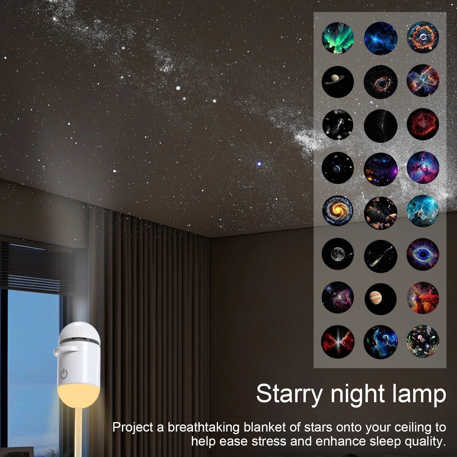Mini proyector de galaxia LED 360° con cielo estrellado para decoración y fiestas