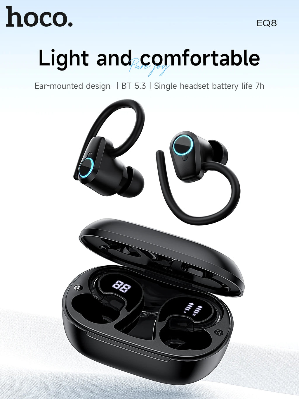 HOCO EQ8 Auriculares Bluetooth 5.3 Pantalla LED HiFi