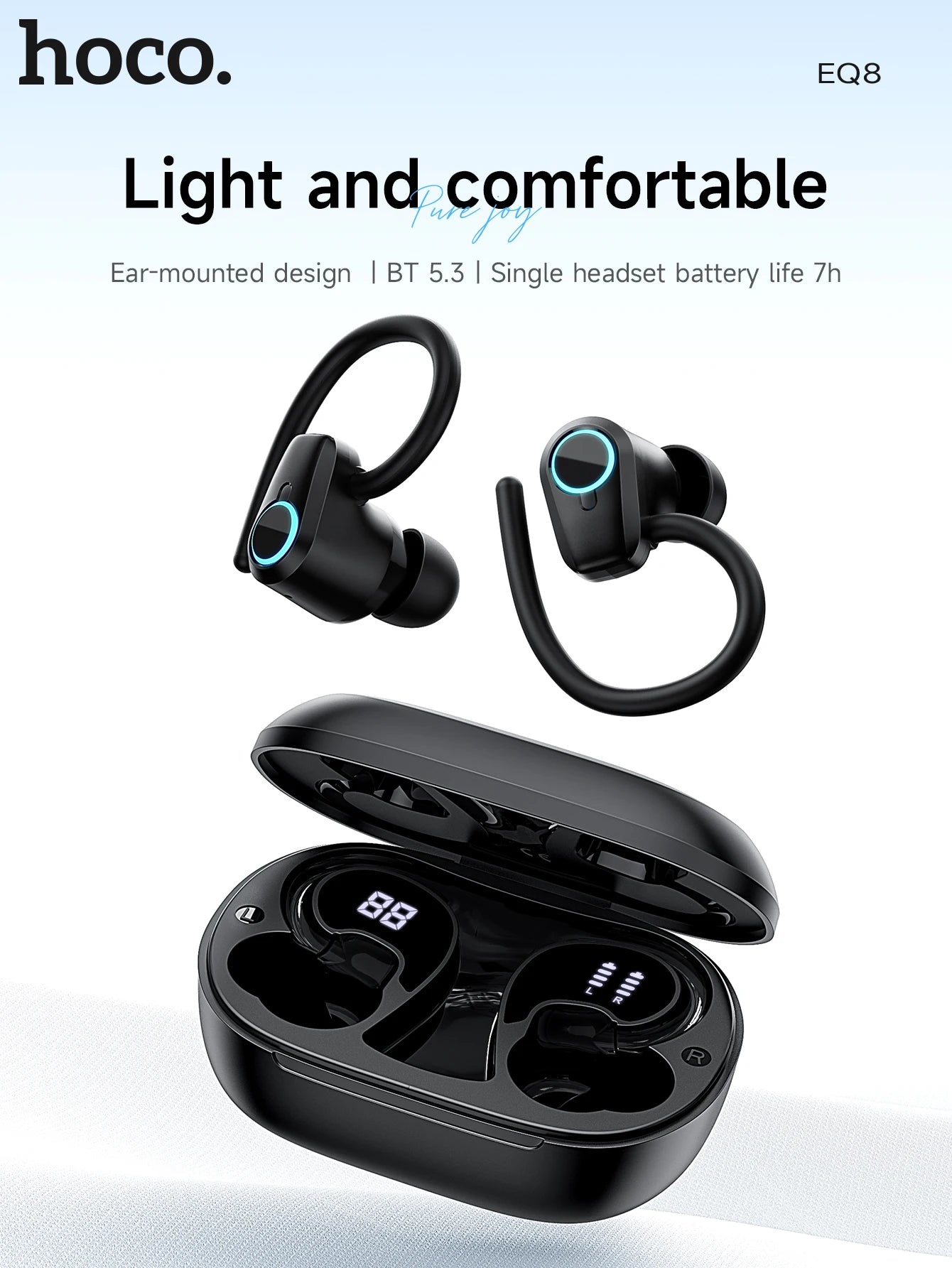 HOCO EQ8 Auriculares Bluetooth 5.3 Pantalla LED HiFi