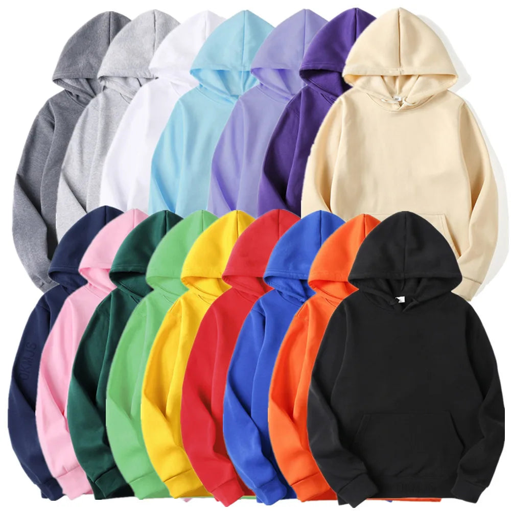Sudadera con Capucha Casual para Hombre y Mujer, Color Sólido