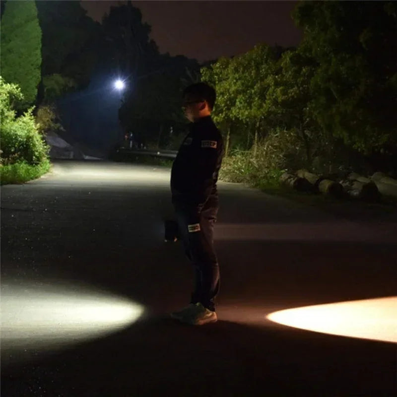 XHP100-reflector de luz LED táctil superbrillante, linterna de doble cabezal, recargable por USB, luces de emergencia portátiles para exteriores