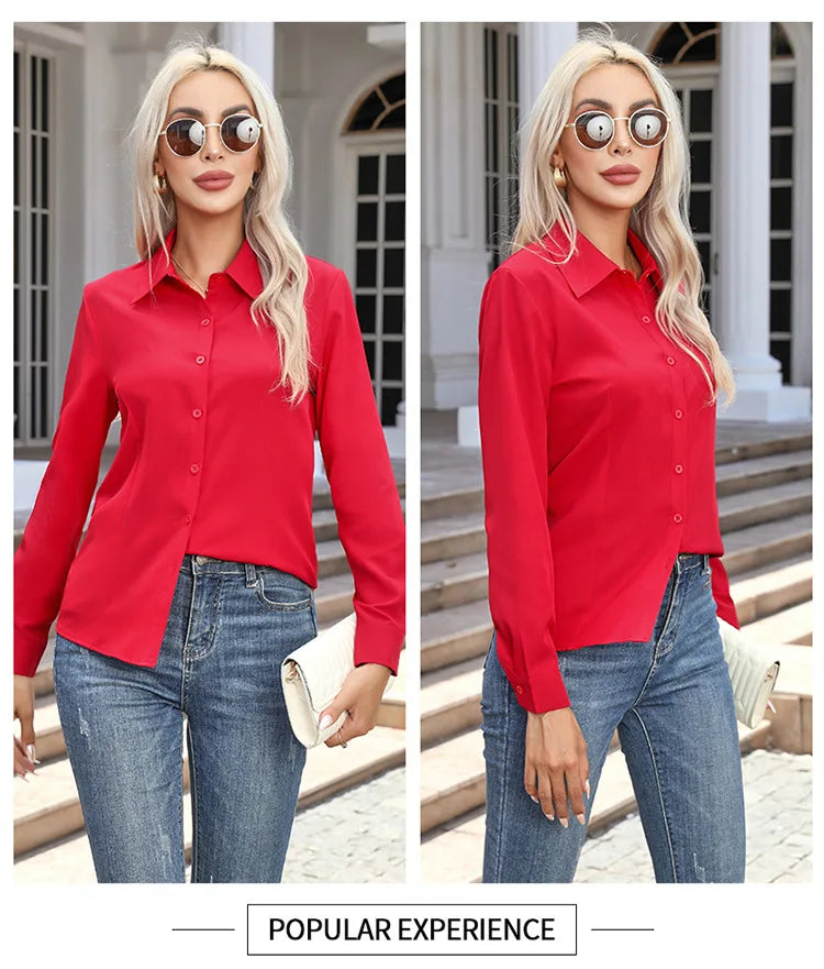 Blusa Elegante de Gasa con Botones para Mujer