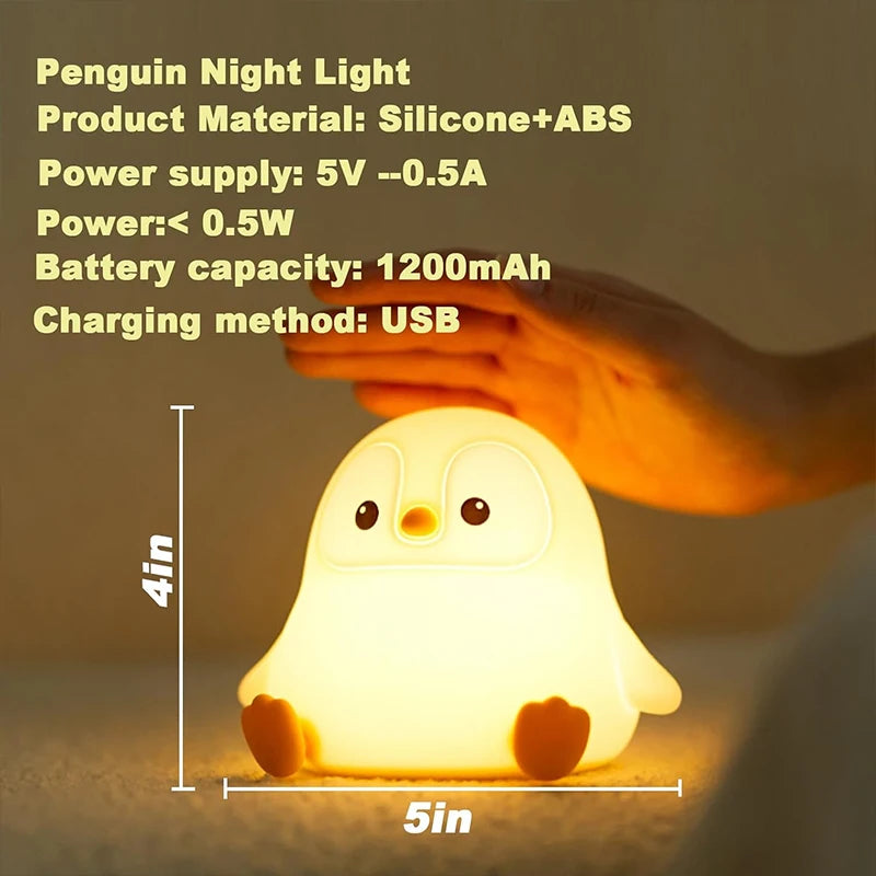 Lámpara de Pingüino de Silicona Táctil Regulable