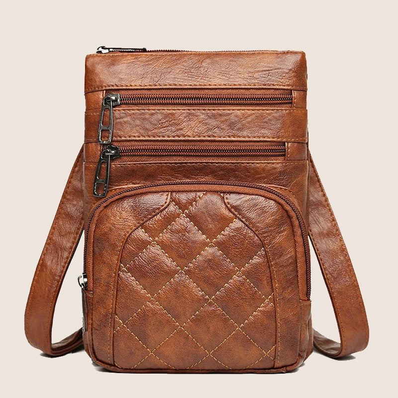 Bolso de hombro de cuero suave para mujer, bolso para teléfono móvil, bolso en capas, cartero, diseñador de lujo de un solo hombro, bolso de mujer, billetera