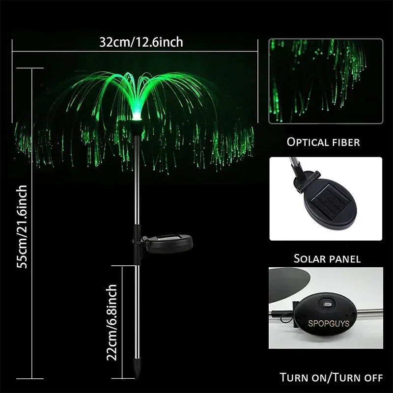Luces Solares de Jardín con Medusas de Fibra Óptica