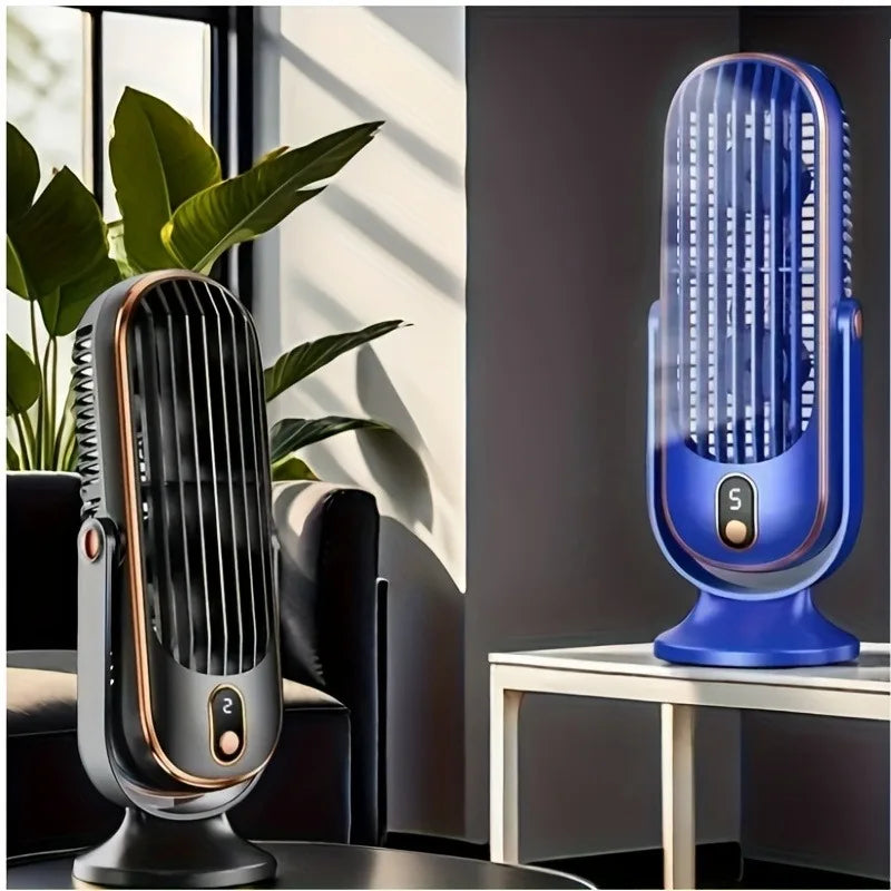 Ventilador de Aire Portátil con Motor Dual y 5 Velocidades 720°