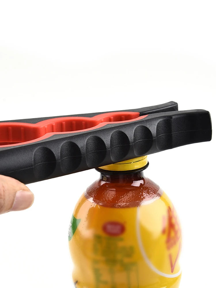 Abridor De Latas Multifuncional Cuatro En Uno Para Bebidas Tenedor De Tapas Antideslizante Alta Durabilidad Acción De Torcedura FácilPrensa De Tapas Fácil De LlevarMultitarea Sin Bordes Afilados Mango Antideslizante