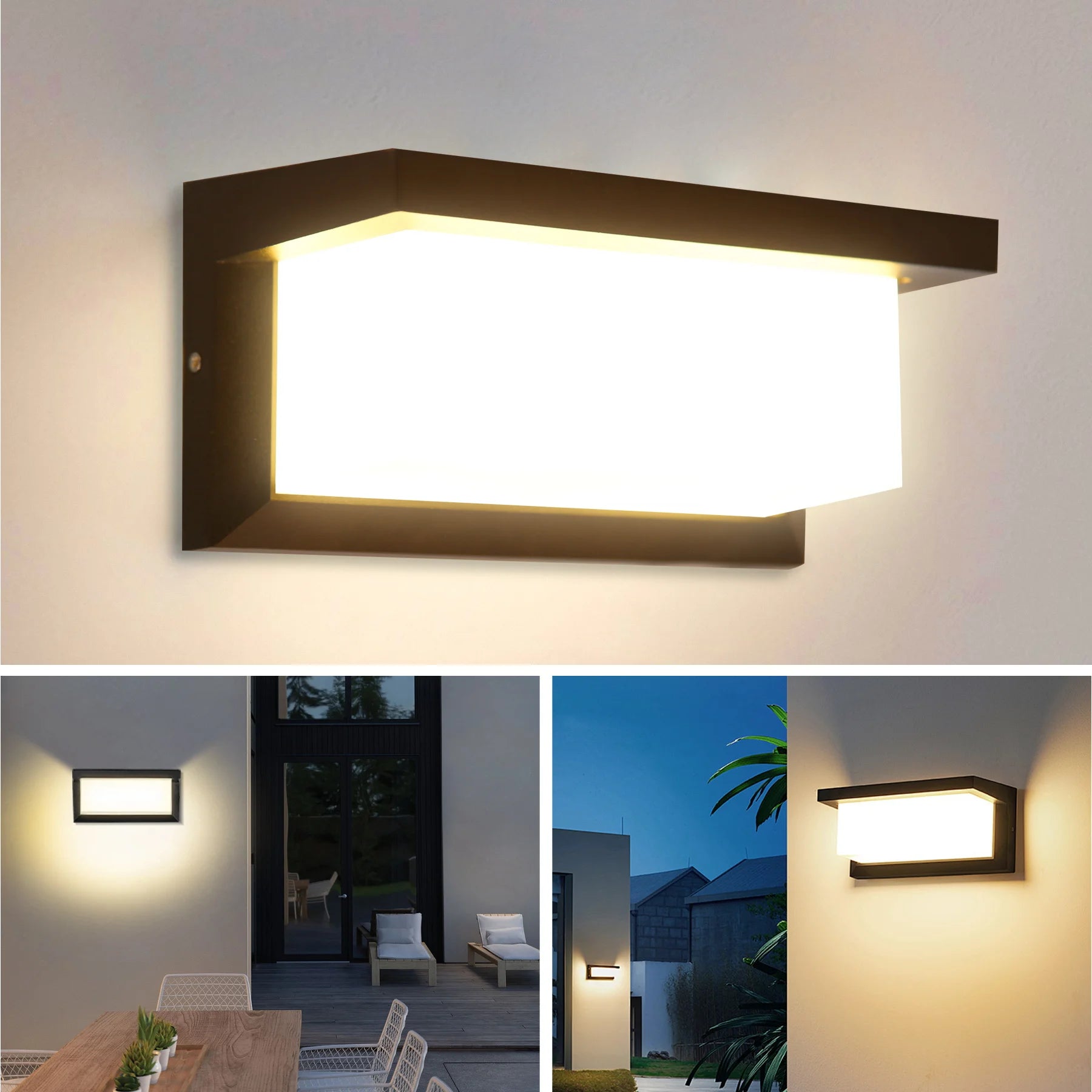 Aplique de Pared LED Moderno Negro IP65 25W para Interior