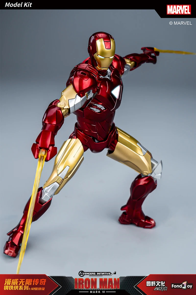Figura de Anime de Iron Man MK5 de Marvel, Kit de Modelo a Escala 1/12, Serie Infinity Saga, Ironman Mark 5, Ensamblaje ABS, Articulaciones Móviles, Regalos y Juguetes