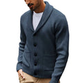 2025 Jersey nuevo de punto para hombre, cárdigan de manga larga con cuello abotonado y bolsillo, suéter informal de invierno para hombre