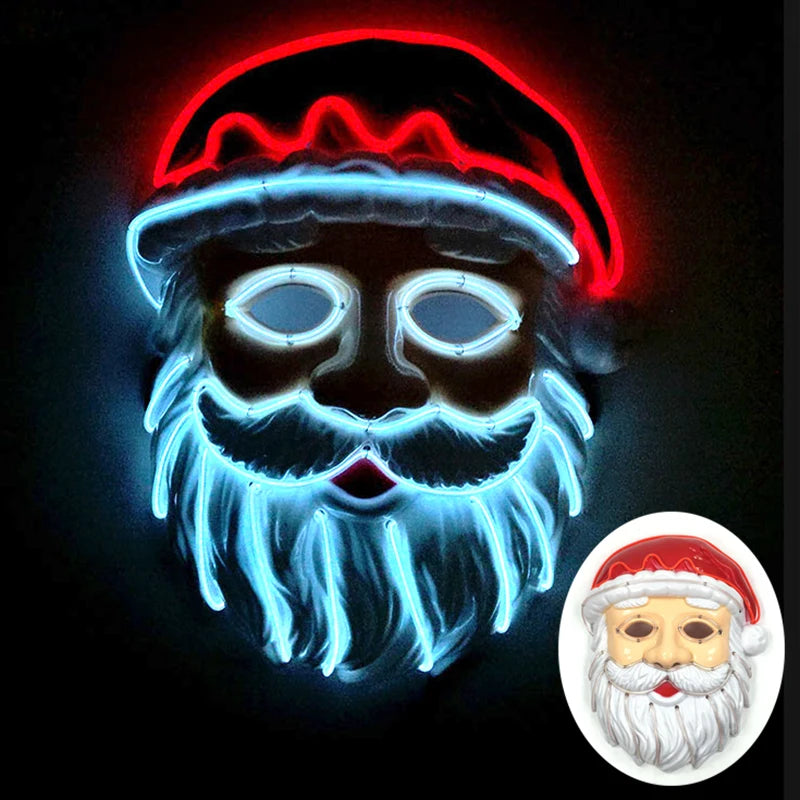 Máscara de fiesta de Navidad, mascarada de Navidad, Cosplay, Papá Noel, máscara LED, accesorios divertidos para disfraz de fiesta, regalo de Navidad, juguete para niños