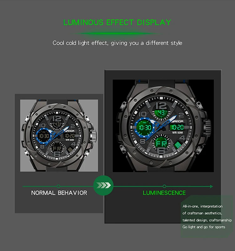 Reloj Militar SANDA Digital LED Doble Pantalla para Hombre