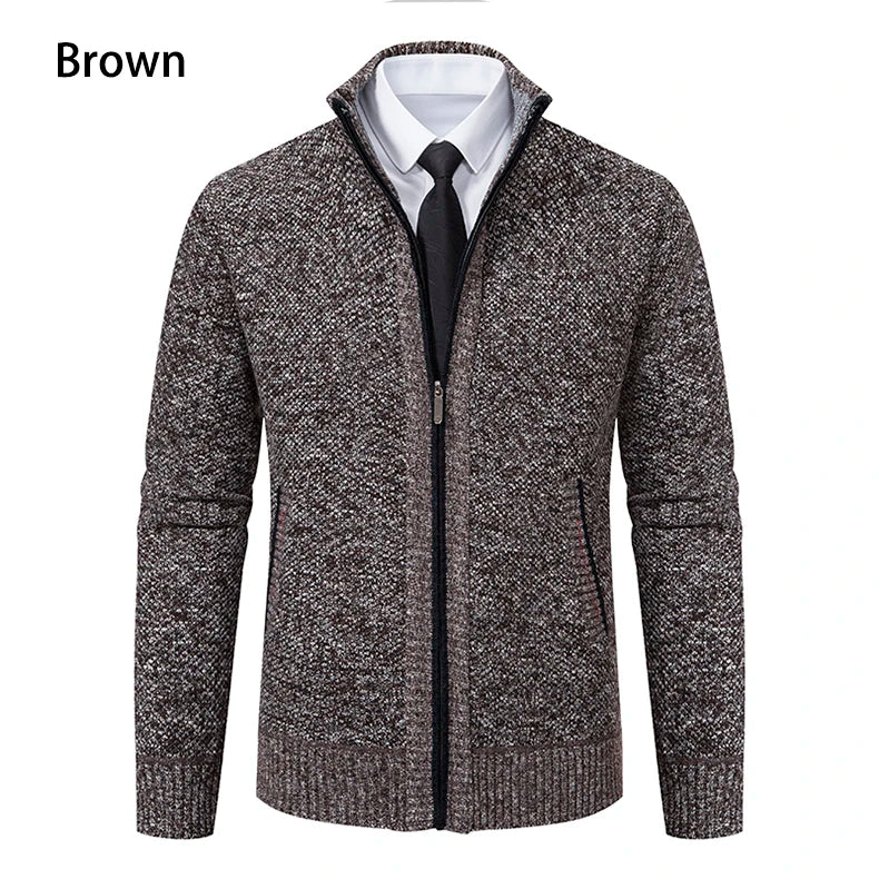 Buzo Cárdigan con Cremallera para Hombre – Cuello Alto y Forro Polar