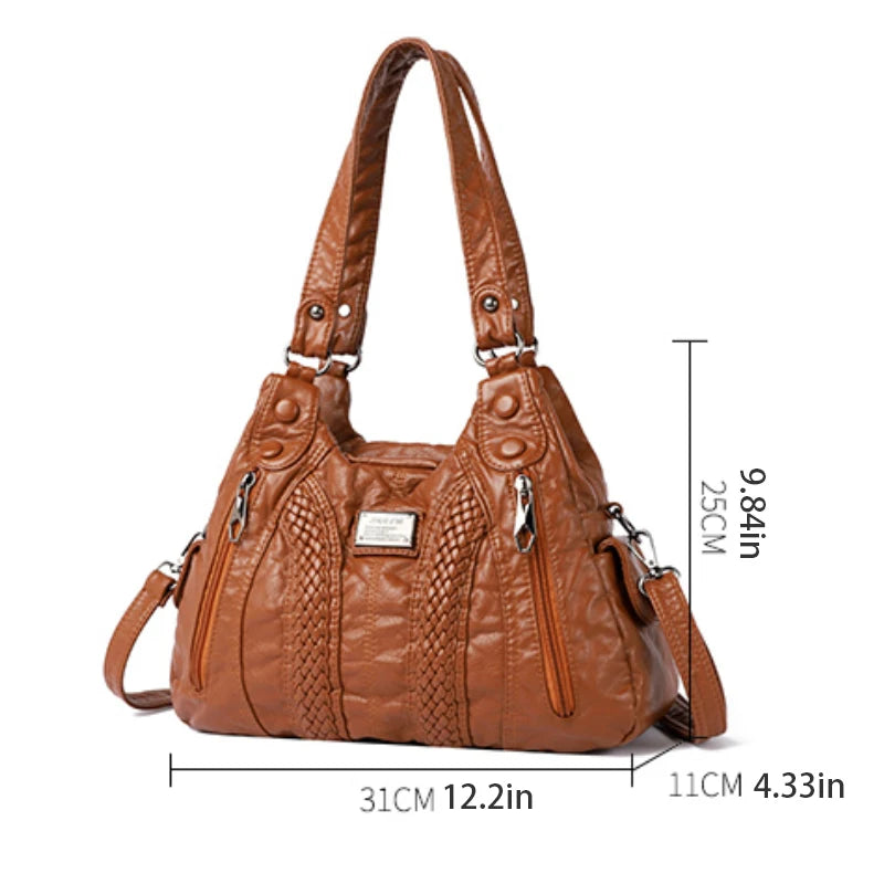 Bolso cruzado retro para mujer, bolso de hombro convertible de gran capacidad y bolso, piel sintética con cremallera, adecuado para da