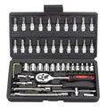 Kit de herramientas de reparación de automóviles/bicicletas, llave dinamométrica de trinquete, llave inglesa, destornillador, juego de enchufes para mecánicos de automóviles, entusiastas del bricolaje, 46 Uds.