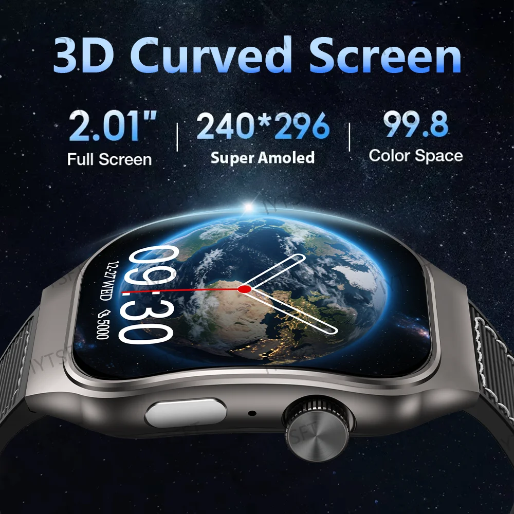 Reloj inteligente LAXASFIT con pantalla curva de 2,01 pulgadas para hombre, Bluetooth 5,3, llamada HD, múltiples modos deportivos, reloj inteligente para mujer, regalos de vacaciones