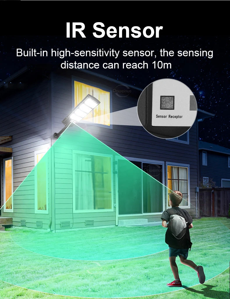Reflector Solar LED con Sensor de Movimiento para Jardín, Impermeable IP65