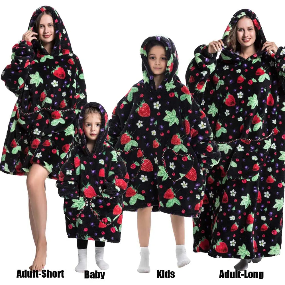 Sudaderas con capucha de invierno para hombre y mujer, jersey de lana gigante para TV, manta de gran tamaño con mangas, ropa de calabaza de Halloween para adultos
