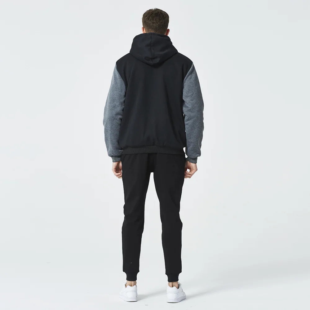 Chaqueta Gruesa con Forro Polar para Hombre, Capucha y Cremallera