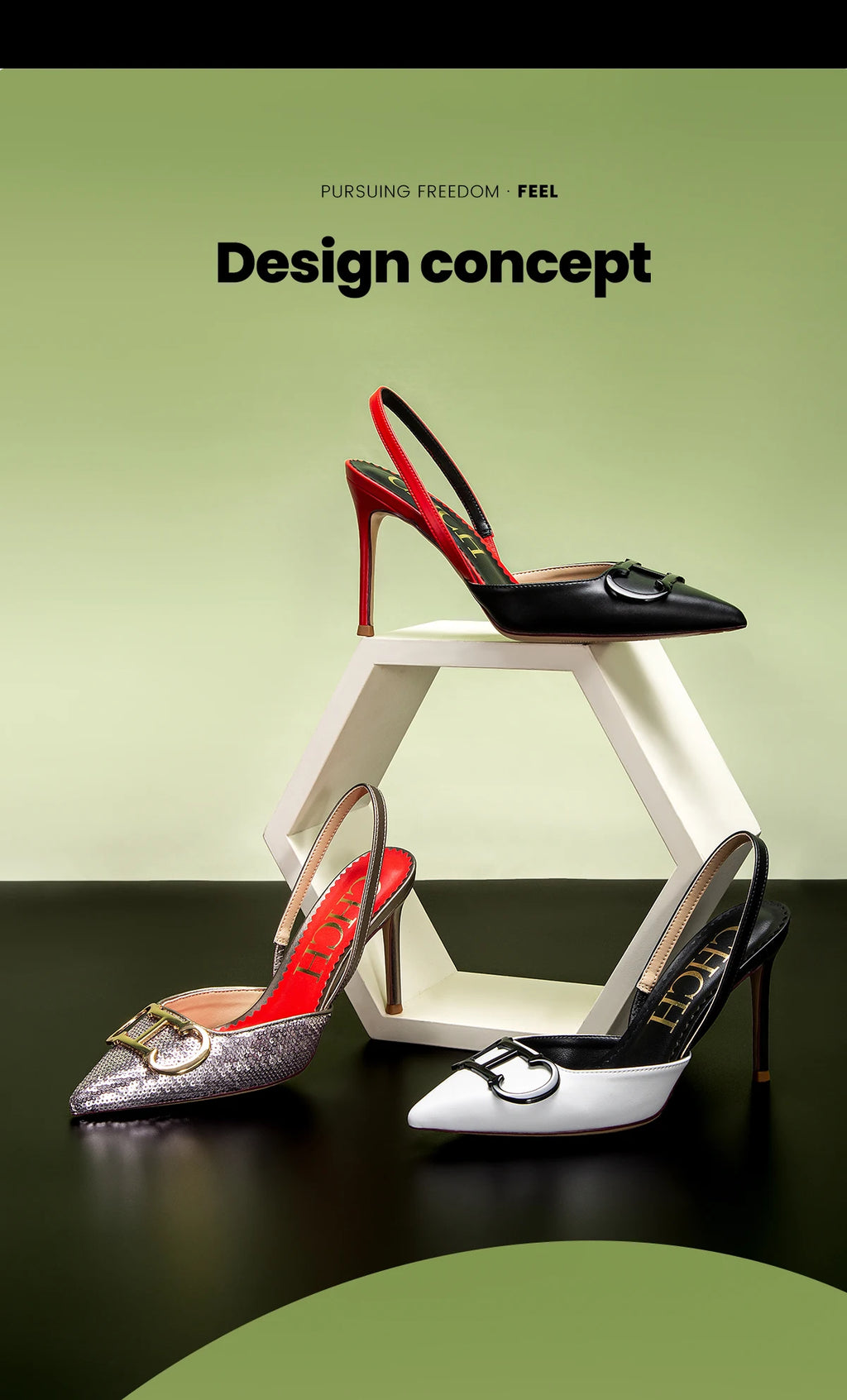 Stilettos de Mujer Punta Fina con Tiras y Plataforma 9 cm