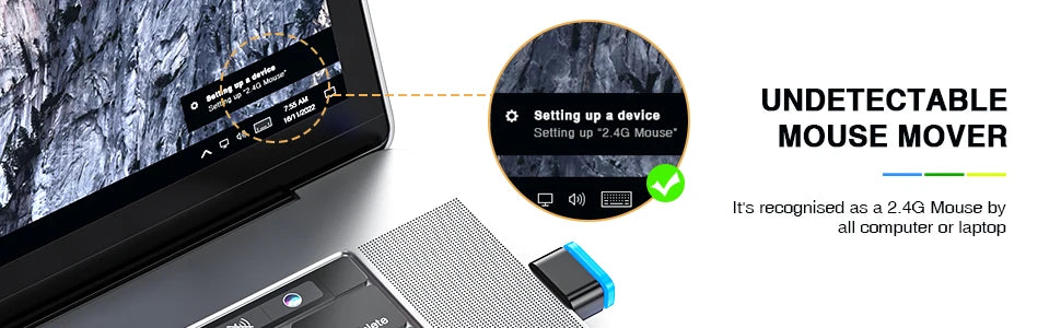 Seenda DK16 Mouse Jiggler Indetectable Mouse Mover Shaker Simular Ratones Sin Controlador Mantiene Computadora PC Portátil Acordado