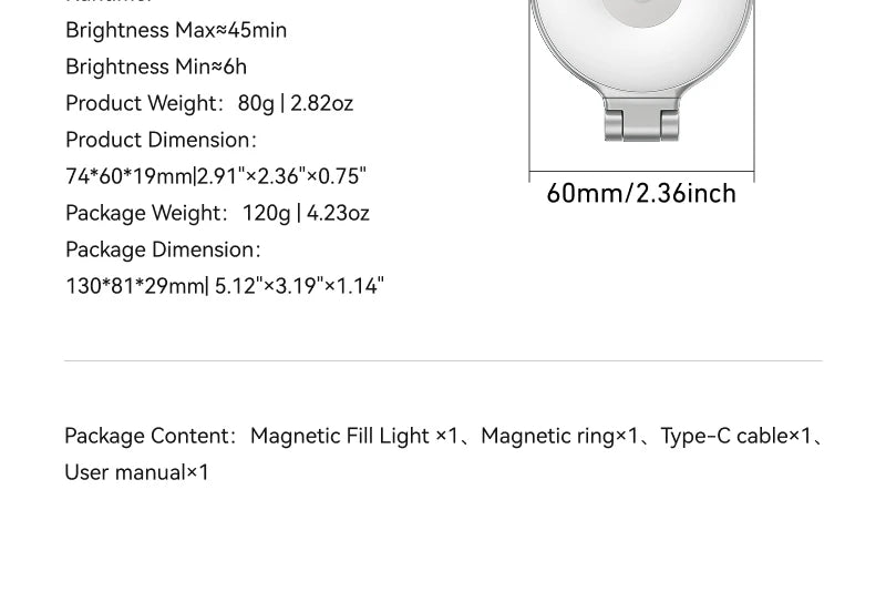 TELESIN Magnético 360 °   Mini Lámpara de Relleno RGB Giratoria, Luz para Selfies con 3 Modos de Color y Brillo Ajustables para Teléfonos Inteligentes iPhone y Android