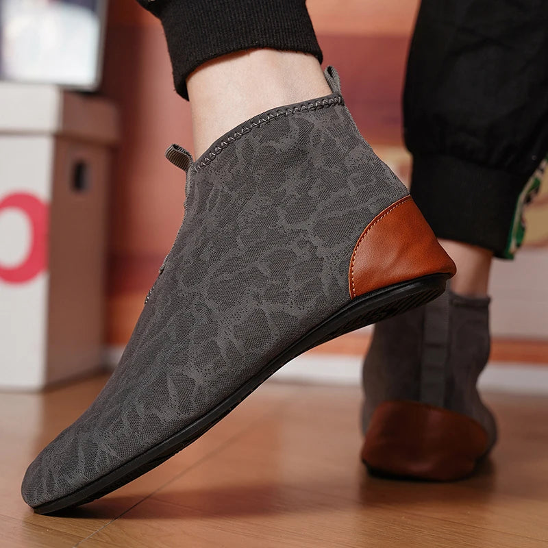 YRZL Mocasines para hombre de malla transpirable, mocasines ligeros de conducción de caña alta, zapatos casuales sin cordones para hombres, zapatos cómodos para caminar