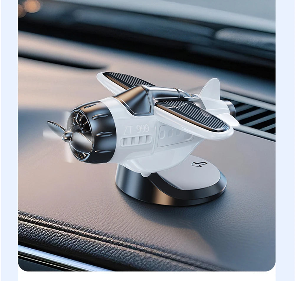 Mini avión con energía Solar, fragancia sólida, consola central para coche, adorno para salpicadero 360 °   Aire más fresco giratorio para aviones creativos