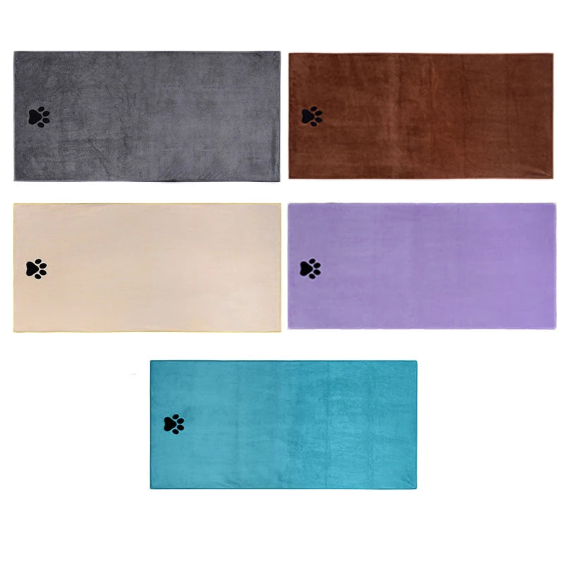 Toalla de baño de microfibra para mascotas, 35x75cm/50x100cm, bordada, súper suave, absorbente, para gatos y perros, suministros de aseo