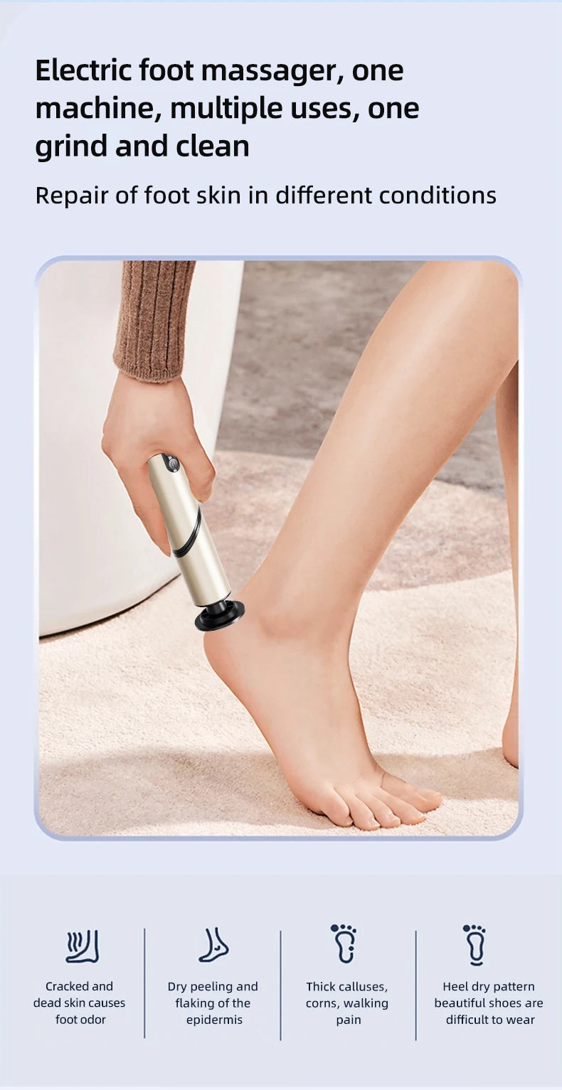    Removedor de callos de pies eléctrico plegable, exfoliación de pies, 9 velocidades ajustables, depurador de pies para pedicura de piel muerta agrietada