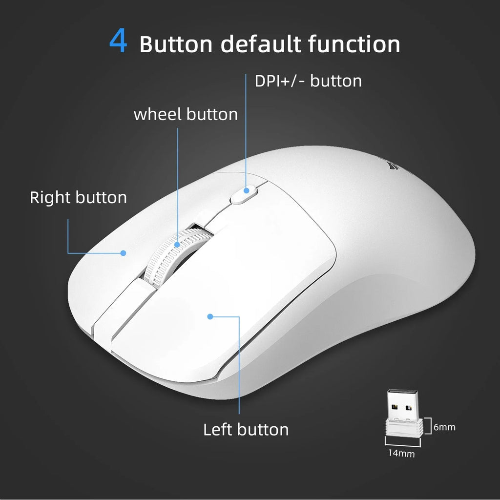 Ratón inalámbrico de 2,4G para videojuegos, ergonómico, 800-1200-1600 DPI, recargable, para oficina, PC, portátil, Macbook Pro