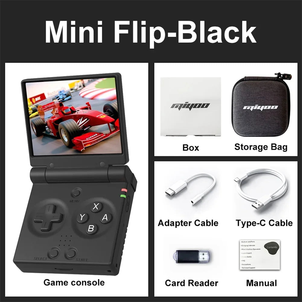 Consola de Juegos Retro MIYOO Mini Flip, Pantalla IPS 2.8 Pulgadas, Emulador Clásico