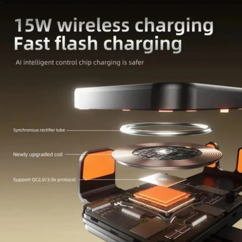 Mini Cargador Inalámbrico para Auto con Sensor Inteligente, Carga Rápida de 15W, Soporte para Teléfono con Ventilación de Aire para iPhone 17 16 15 14 13 12 Samsung