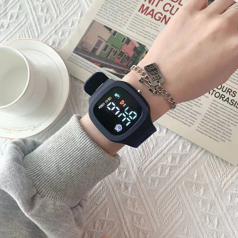 Reloj Deportivo Digital LED Cuadrado para Mujer