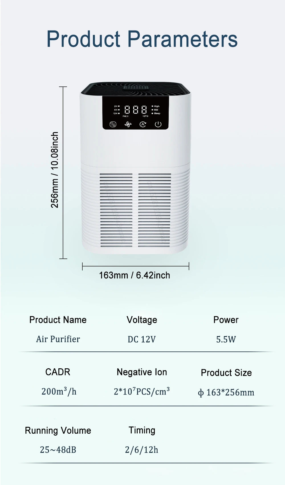 Purificador de aire con filtro HEPA, iones negativos y aromaterapia